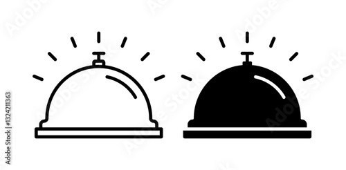 Reception bell icon pack in flat and thin liner vectors graphic for ui designs