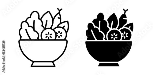 Salad bowl icon pack in flat and thin liner vectors graphic for ui designs