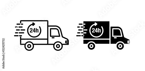 Same day delivery icon pack in flat and thin liner vectors graphic for ui designs