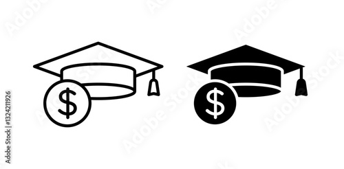 Scholarship icon pack in flat and thin liner vectors graphic for ui designs