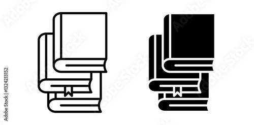 Stack of books icon pack in flat and thin liner vectors graphic for ui designs