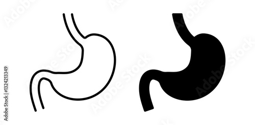 Stomach icon pack in flat and thin liner vectors graphic for ui designs