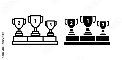 trophy cup icon pack in flat and thin liner vectors graphic for ui designs