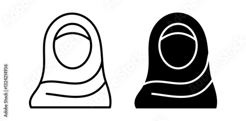 Woman wearing hijab icon pack in flat and thin liner vectors graphic for ui designs