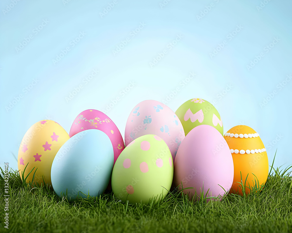 Colorful Easter Eggs in Grass Colorful Easter Eggs in Grass