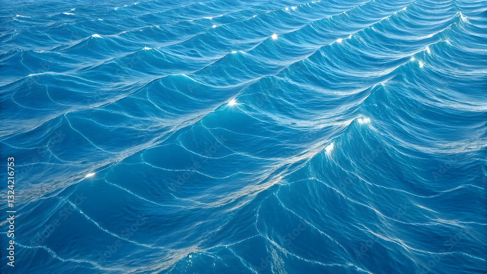 Obraz premium Vibrant blue ocean waves create serene and calming atmosphere