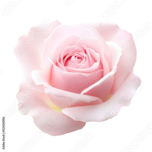 Beautiful single pink rose isolated on transparent background.