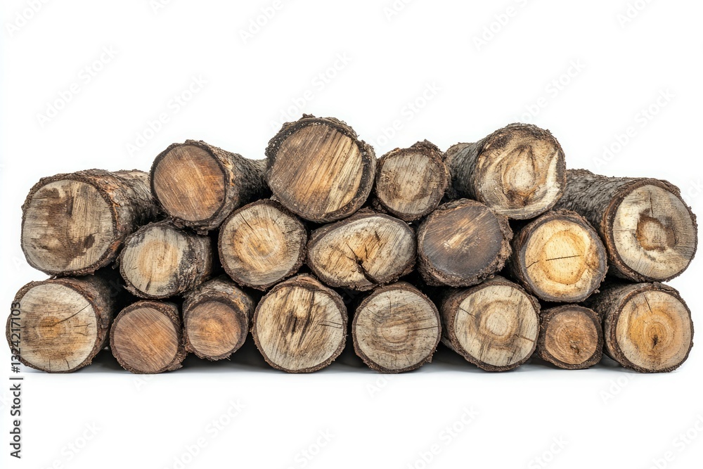 Stack of logs on white background. Neural network AI generated Stack of logs on white background. Neural network AI generated