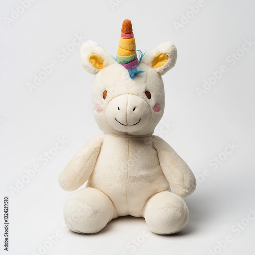 Obraz na płótnie Cute unicorn plush toy with vibrant colors, suitable for children's gifts, holiday decorations, cartoon designs and other multi-scene uses. w salonie