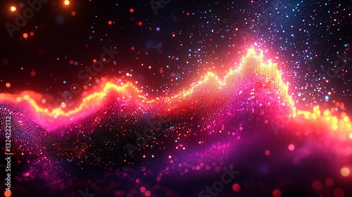 Vibrant abstract digital wave with glowing particles, creating a dynamic visual effect