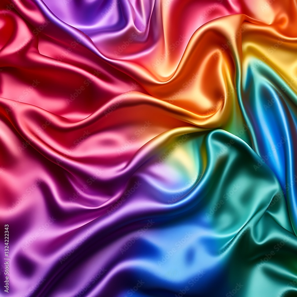 Obraz premium The Vibrant Multicolored Fabric with Silky Smooth and Flowing Drapes