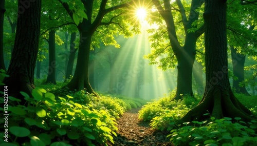 Dense foliage of Ave verde bosque planta trees in sunlight, vegetation, greenery