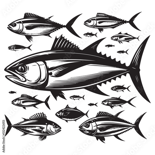 Tuna seafood. Tuna fish vector illustration.