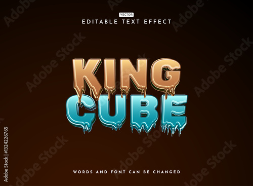 bold 3d king cube liquid style fresh color text effect with ice