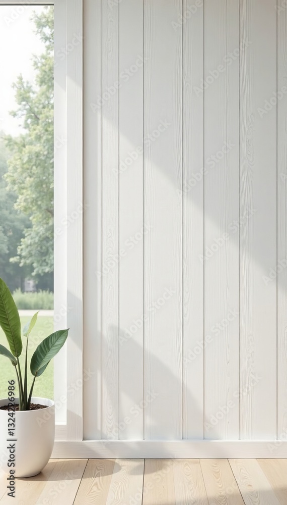 Fototapeta premium Close-up shot of clean white wood panels with a natural grain texture in a modern interior, wood, panels, natural