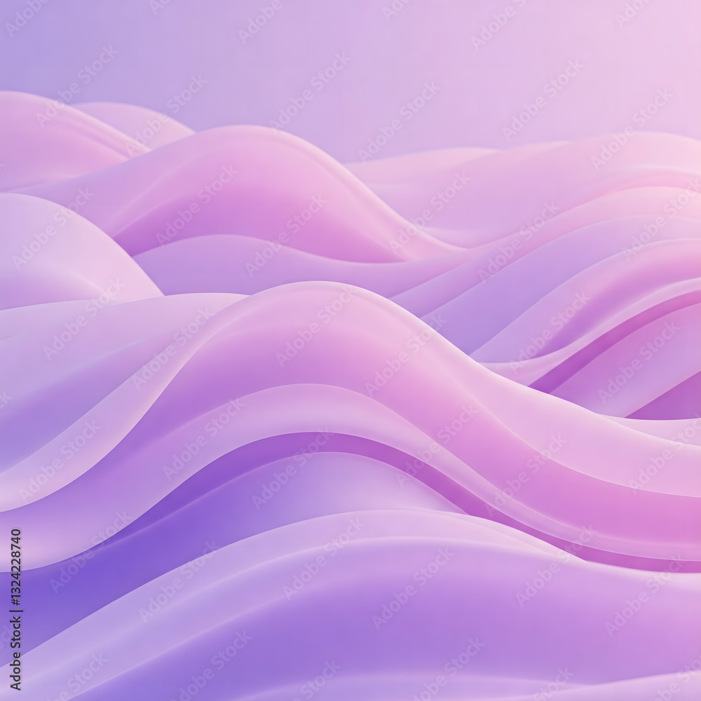 Obraz premium A serene and smooth wave pattern in soft purple and pink hues, creating a tranquil and modern atmosphere. Perfect for designs requiring a calming, abstract aesthetic.