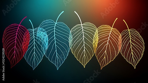 Colorful leaves seasonal change design, gradient background