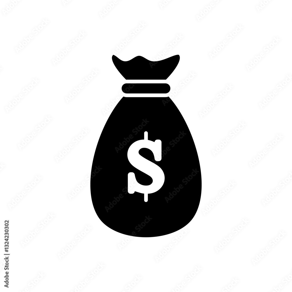 Vector icon of money bag, money storage symbol flat design. Vector icon of money bag, money storage symbol flat design.