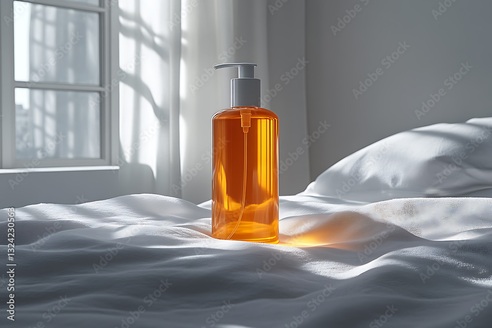 Elegant sunscreen advertisement featuring a sleek, minimalist sunscreen bottle set against a radiant sunlit background with golden hues and soft shadows. Elegant sunscreen advertisement featuring a sleek, minimalist sunscreen bottle set against a radiant sunlit background with golden hues and soft shadows.