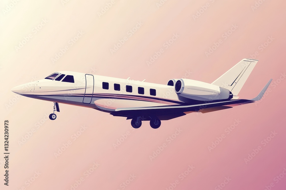 Fototapeta premium Elegant Vector Illustration of Business Jet in Mid Flight Design