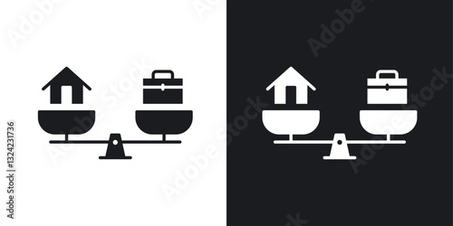 Balance life and work Icons vectors set for web designs in black colors