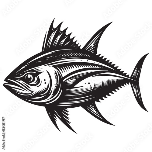 Tuna seafood. Tuna fish vector illustration.