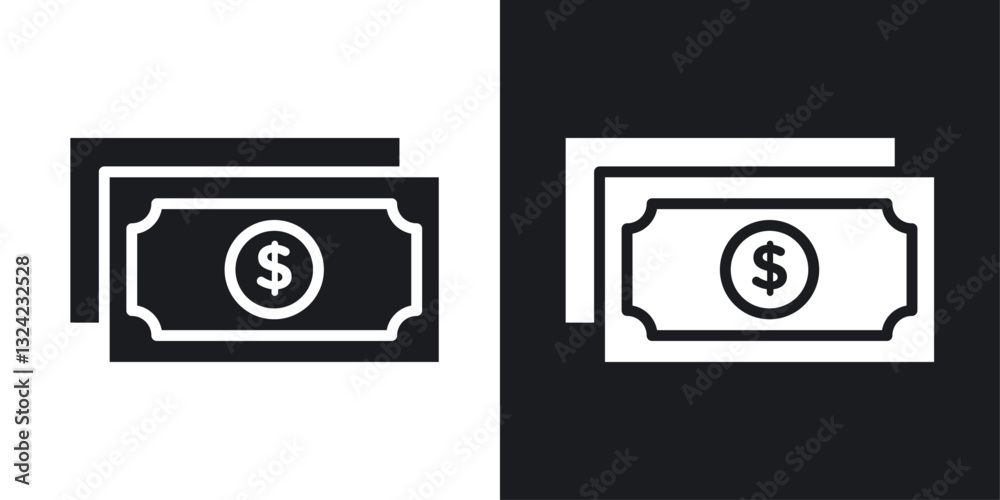 Cash Icons vectors set for web designs in black colors Cash Icons vectors set for web designs in black colors