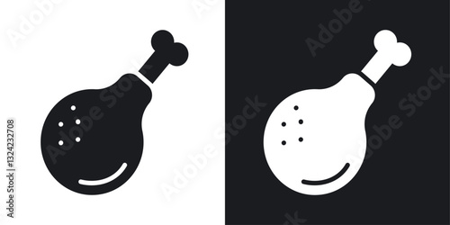 Chicken leg Icons vectors set for web designs in black colors
