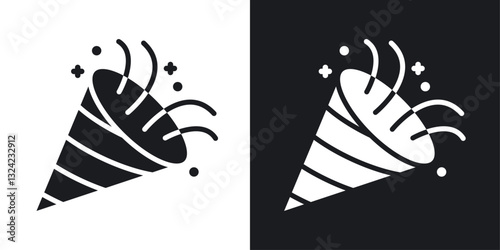 Confetti Popper Icons vectors set for web designs in black colors