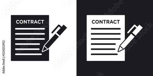 Contract Icons vectors set for web designs in black colors