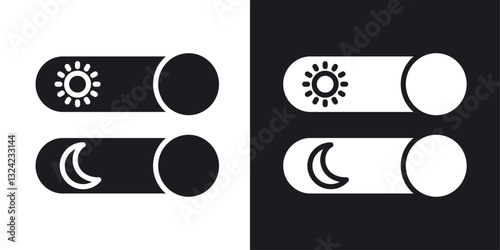 Day and night mode Icons vectors set for web designs in black colors