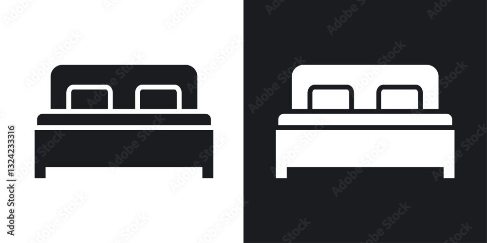Double bed Icons vectors set for web designs in black colors Double bed Icons vectors set for web designs in black colors