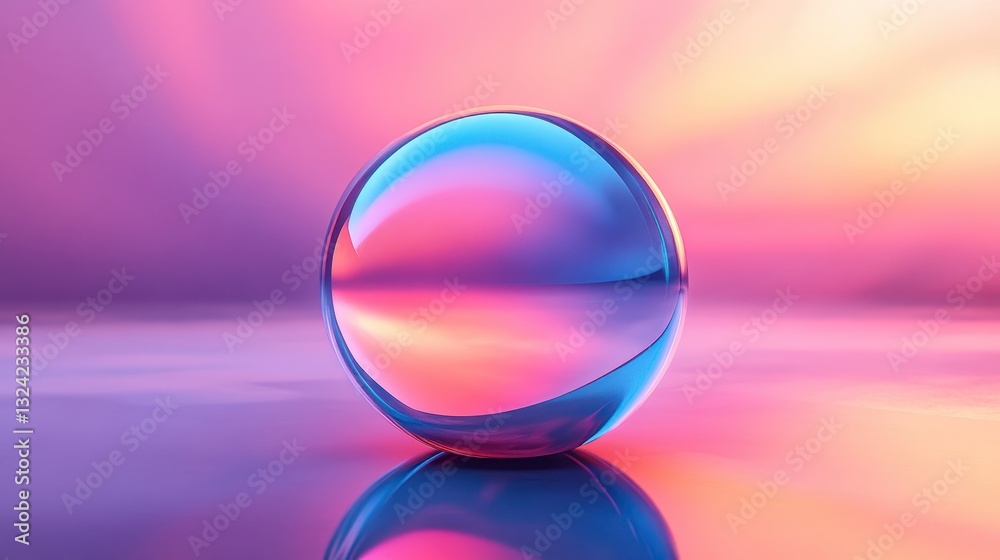 A smooth, circular object, its surface reflecting light with a gradient of color, sits majestically against a studio backdrop, bathed in soft, even illumination, creating a striking image for product A smooth, circular object, its surface reflecting light with a gradient of color, sits majestically against a studio backdrop, bathed in soft, even illumination, creating a striking image for product