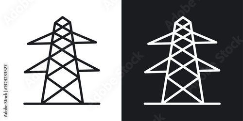 Electrical tower Icons vectors set for web designs in black colors