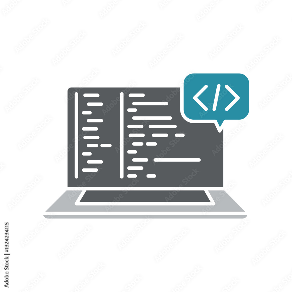 Fototapeta premium Programming flat icon.