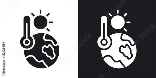 Global warming Icons vectors set for web designs in black colors