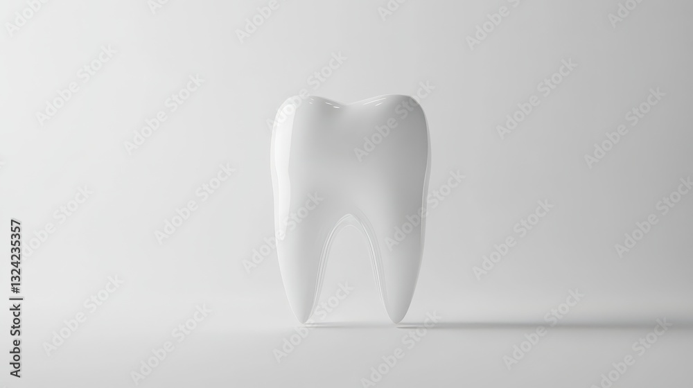 Realistic tooth model on white background for dental health concept Realistic tooth model on white background for dental health concept