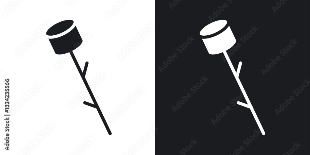 Marshmallow on stick Icons vectors set for web designs in black colors Marshmallow on stick Icons vectors set for web designs in black colors