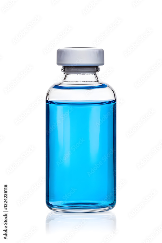Blue Glass medical bottle with liquid isolated, isolated on white Blue Glass medical bottle with liquid isolated, isolated on white