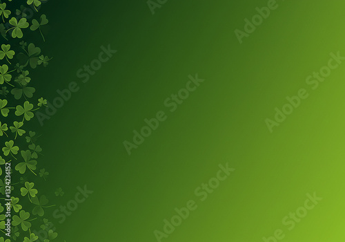 st Patricks day themed abstract green background with  faded clovers and blank copy space