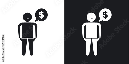 No money Icons vectors set for web designs in black colors
