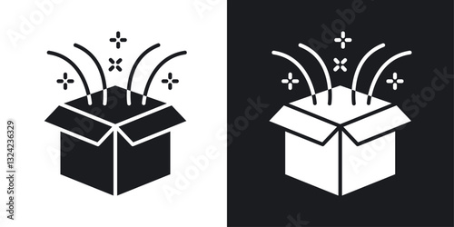 Open gift box Icons vectors set for web designs in black colors