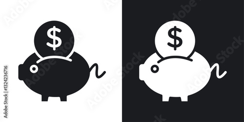 Piggy bank Icons vectors set for web designs in black colors