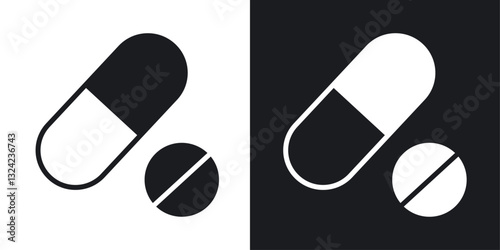 Pills Icons vectors set for web designs in black colors