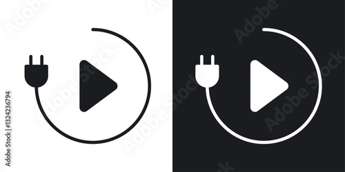 Plug and play Icons vectors set for web designs in black colors