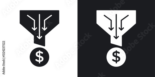 Sales funnel Icons vectors set for web designs in black colors