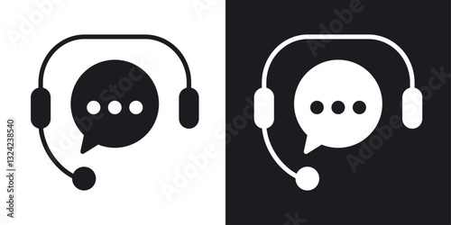 Support service Icons vectors set for web designs in black colors