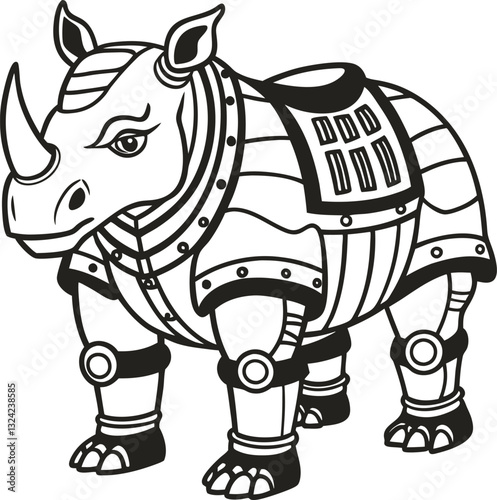 Wallpaper Mural Armored rhino illustration knight rhinoceros with metal suit Torontodigital.ca