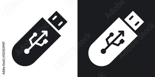 USB Icons vectors set for web designs in black colors