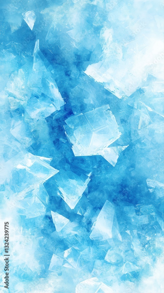 Obraz premium Soft ice blue frozen background with frosty crystal patterns evoking a chill and serene winter atmosphere
